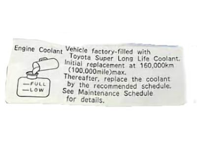 Toyota 11296-27020 Eng Info Label