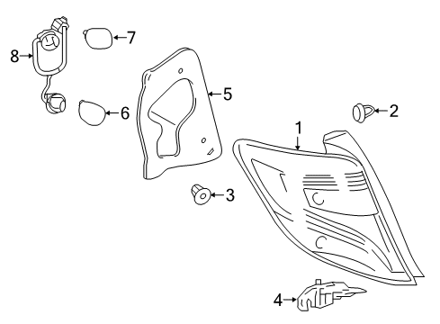 2017 Toyota Yaris Bulbs Tail Lamp Assembly Protector Diagram for 81558-0D600