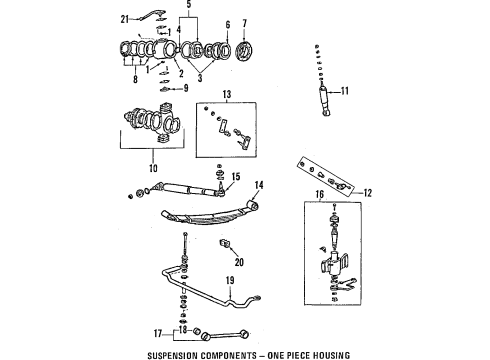 1984 Toyota Pickup Front Suspension Components, Lower Control Arm, Upper Control Arm, Stabilizer Bar Ball Joint Diagram for 43330-39165