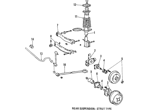 1993 Toyota Camry Rear Suspension Components, Lower Control Arm, Stabilizer Bar Stabilizer Bar Diagram for 48812-33030