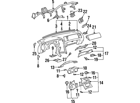 1994 Toyota Supra Instrument Panel Armrest Clip Diagram for 90468-05047