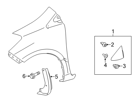 2014 Toyota Yaris Exterior Trim - Fender Corner Cover Diagram for 60118-0D111