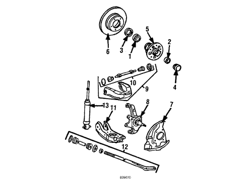 1986 Toyota Pickup Front Suspension Components, Lower Control Arm, Upper Control Arm, Stabilizer Bar Disc Brake Dust Cover Front Left Diagram for 47782-26030