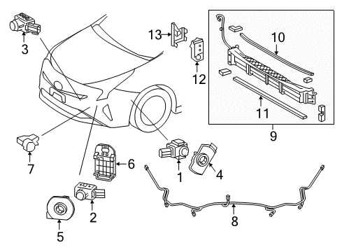 2017 Toyota Prius Automatic Temperature Controls Shutter Assembly Upper Seal Diagram for 53155-47030