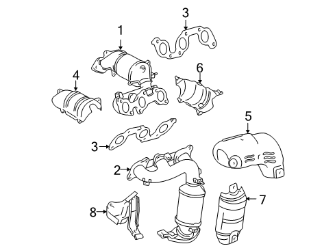 2007 Toyota Sienna Exhaust Manifold Exhaust Manifold Diagram for 17140-0P090
