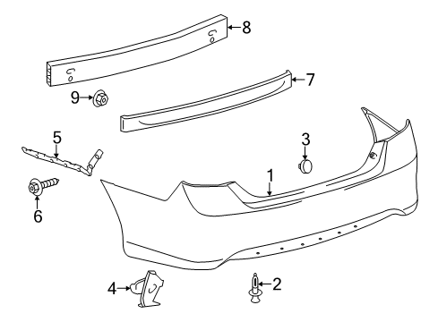 2012 Toyota Camry Rear Bumper Side Retainer Diagram for 52576-06090