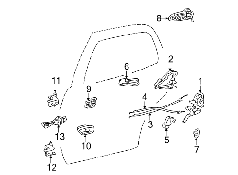 2004 Toyota Sequoia Rear Door Handle, Outside Diagram for 69230-34020-B2