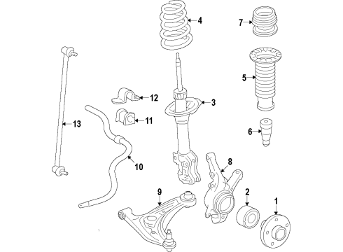 2014 Toyota Yaris Front Suspension Components, Lower Control Arm, Stabilizer Bar Bushings Diagram for 48815-0D100