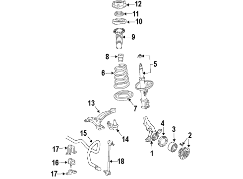 2015 Toyota Sienna Front Suspension Components, Lower Control Arm, Stabilizer Bar Stabilizer Bar Diagram for 48811-08031