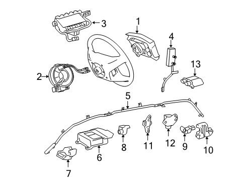 2005 Toyota Sienna Air Bag Components Head Air Bag Diagram for 62170-08010