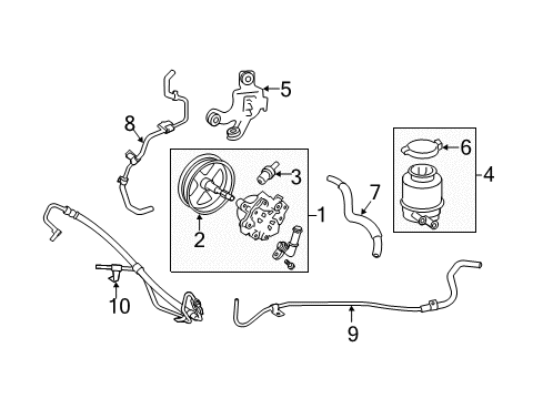 2008 Toyota Camry P/S Pump & Hoses, Steering Gear & Linkage Lower Return Hose Diagram for 44416-33191