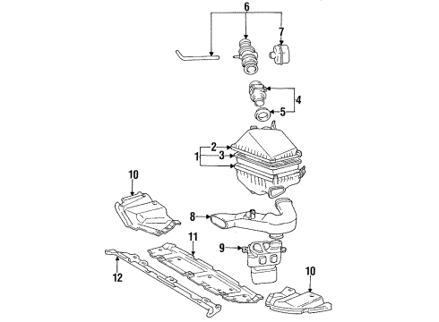 1994 Toyota Camry Air Inlet, Engine Parts Splash Pan Diagram for 51443-33010