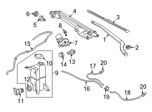 2021 Toyota Tundra Wipers Wiper Arm Diagram for 85211-0C020