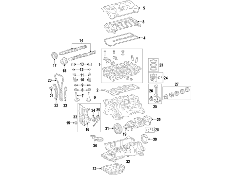 2012 Toyota RAV4 Engine Parts, Mounts, Cylinder Head & Valves, Camshaft & Timing, Oil Pan, Oil Pump, Crankshaft & Bearings, Pistons, Rings & Bearings, Variable Valve Timing Rear Mount Diagram for 12371-0V020
