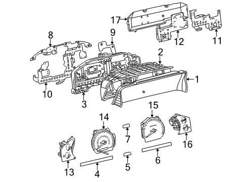 1998 Toyota Land Cruiser Instrument Gauges Tachometer Assy, Engine Diagram for 83881-6A840