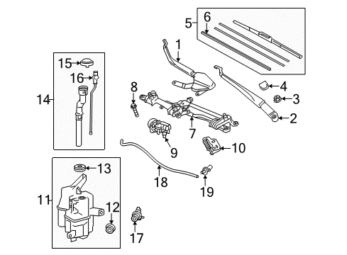 2011 Toyota Prius Wiper & Washer Components Front Blade Diagram for 85222-75011