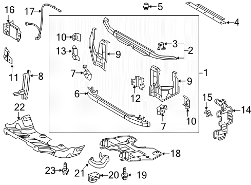 2021 Toyota Tacoma Radiator Support, Splash Shields Upper Tie Bar Cushion Diagram for 90541-15019