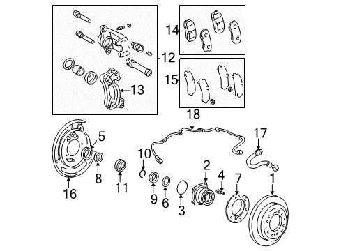 2007 Toyota Sequoia Rear Brakes Hub & Bearing Bolt Diagram for 90942-02052