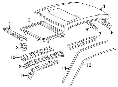 1999 Toyota Corolla Roof & Components, Exterior Trim Rail, Roof Side, Inner RH Diagram for 61231-02021