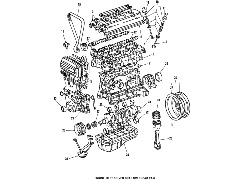 1985 Toyota MR2 Engine Mounting Mount Bracket Diagram for 12321-15030