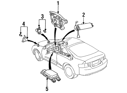 1996 Toyota Celica Air Bag Components Passenger Inflator Module Diagram for 73960-20011