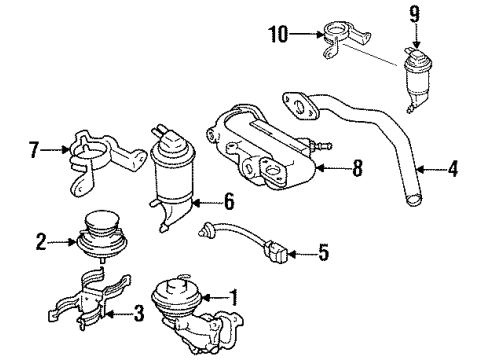 1995 Toyota Camry Emission Components EGR Pipe Diagram for 25611-74030