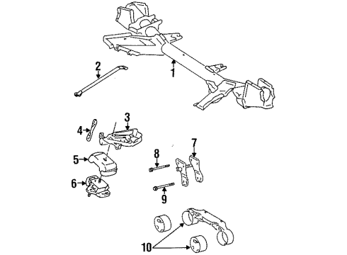1995 Toyota Previa Engine & Trans Mounting Front Mount Bracket Diagram for 12311-76041
