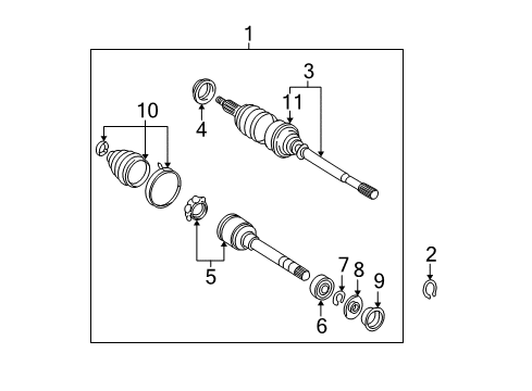 2003 Toyota Solara Drive Axles - Front Axle Assembly Diagram for 43410-07031