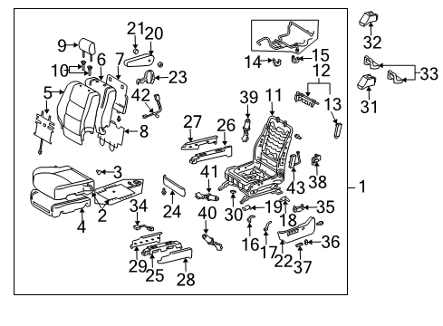 2004 Lexus GX470 Front Seat Components Adjust Cover Diagram for 71875-60140
