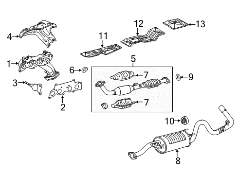 2019 Toyota Tacoma Exhaust Components, Exhaust Manifold Manifold Cover Diagram for 17167-75190