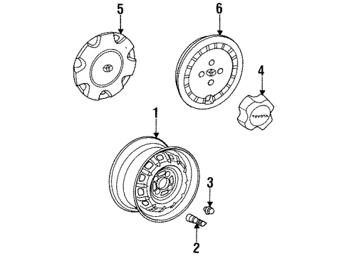 1994 Toyota Tercel Wheels, Covers & Trim Wheel Cap Diagram for 42602-16020
