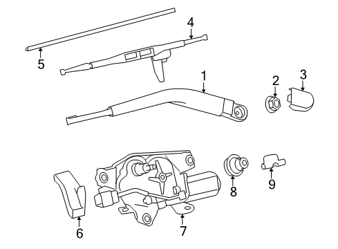 2008 Toyota Sequoia Wiper & Washer Components Wiper Blade Refill Diagram for 85214-0C020