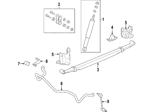 2006 Toyota Tundra Rear Suspension Components, Stabilizer Bar Shock Absorber Diagram for 48531-A9140