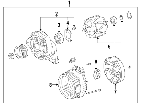 2005 Lexus RX330 Alternator Alternator Diagram for 27060-0A120-84