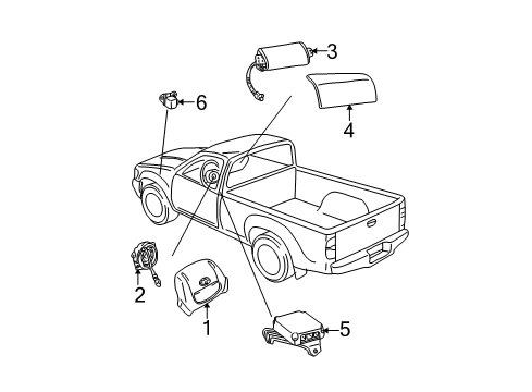2003 Toyota Tacoma Air Bag Components Passenger Inflator Module Diagram for 73960-04020