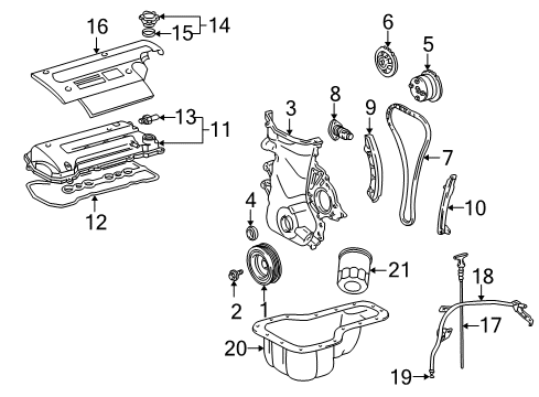 2005 Toyota MR2 Spyder Engine Parts, Mounts, Cylinder Head & Valves, Camshaft & Timing, Oil Pan, Oil Pump, Crankshaft & Bearings, Pistons, Rings & Bearings Oil Tube Diagram for 11452-22040
