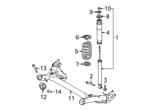 2012 Toyota Prius Plug-In Rear Suspension Axle Beam Diagram for 42101-12171