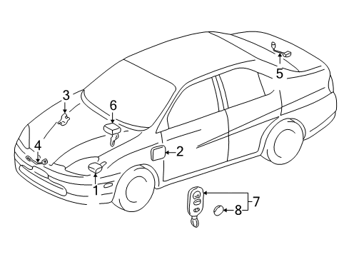 2001 Toyota Prius Alarm System Transmitter Diagram for 89742-42120