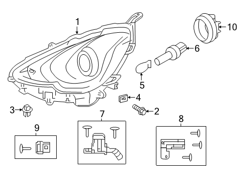 2015 Toyota Prius C Headlamps Headlamp Assembly Diagram for 81110-52K70