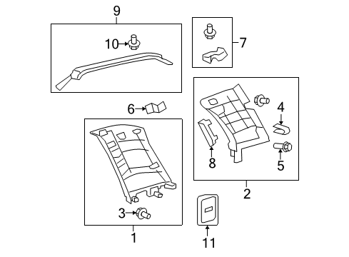 2009 Toyota Sequoia Interior Trim - Quarter Panels Grille Surround Screw Diagram for 90080-16105