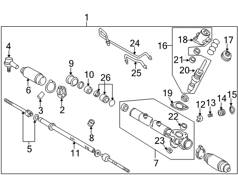 1998 Toyota Camry Steering Column & Wheel, Steering Gear & Linkage Gear Assembly Diagram for 44250-06111