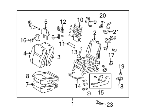 2010 Toyota Matrix Driver Seat Components Seat Assembly Diagram for 71200-0Z400-B9
