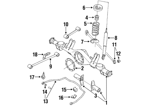1991 Toyota Corolla Rear Suspension Components, Lower Control Arm, Stabilizer Bar Bumper Insulator Diagram for 48257-12020