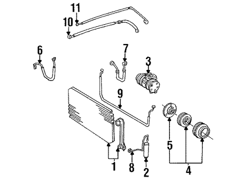 1996 Toyota Camry A/C Condenser, Compressor & Lines Compressor Diagram for 88320-33060-84