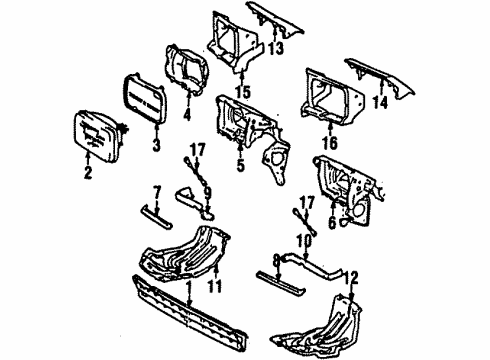 1989 Toyota MR2 Headlamps Driver Side Headlight Assembly Diagram for 81150-17030