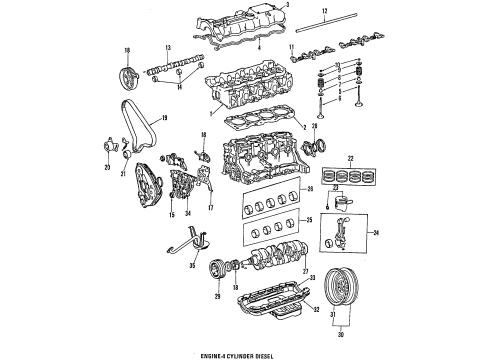 1984 Toyota Pickup Engine Mounting Cylinder Head Diagram for 11101-54050
