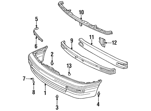 1997 Toyota Avalon Front Bumper Bracket, Front Licence Plate Mounting Diagram for 52121-AC010