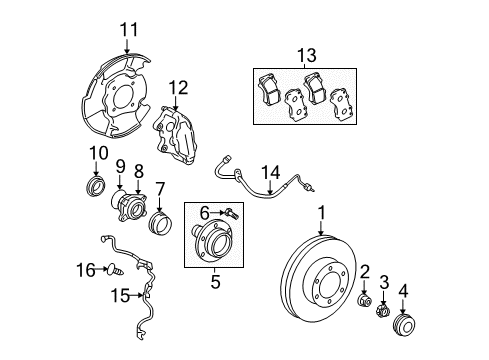 2011 Toyota Tacoma Front Brakes Front Pads Diagram for 04465-04070