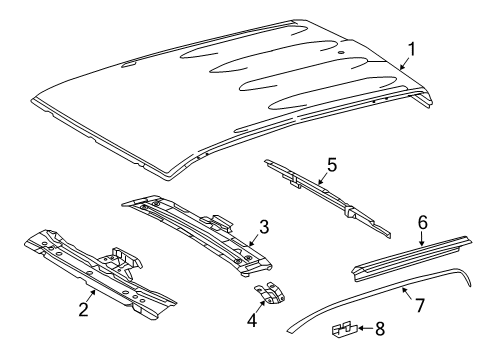 2022 Toyota Tacoma Roof & Components, Exterior Trim Rear Header Diagram for 63105-04100