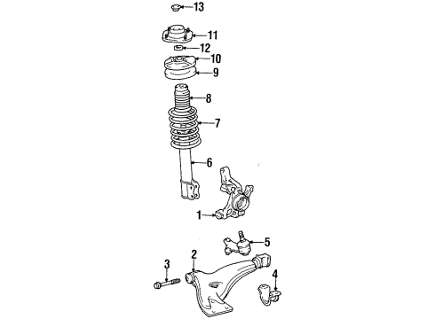 1995 Toyota Tercel Front Suspension Components, Lower Control Arm Strut Mount Diagram for 48609-16220